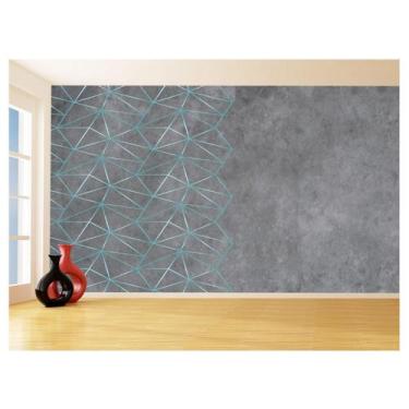 Imagem de Papel De Parede Concreto Linhas Azul Turquesa 3,5M Kkt275 - Você Decor