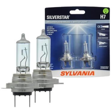 Imagem de SYLVANIA - H7 SilverStar - Lâmpada de farol de halogênio de alto desempenho, farol alto, farol baixo e lâmpada de reposição de neblina, mais brilhante para baixo com luz mais branca (contém 2 lâmpadas)