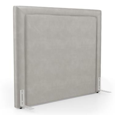 Imagem de Cabeceira Cama Box Casal Padrão Alba 140cm Com Frame Veludo Bege Claro - Desk Design