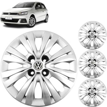 Imagem de Jogo 4 Calotas Aro 15 Vw Gol Voyage Saveiro G6 G7 G8 2013 a 2020 Com Adesivo Logo Vw Resinado Grid 246CP