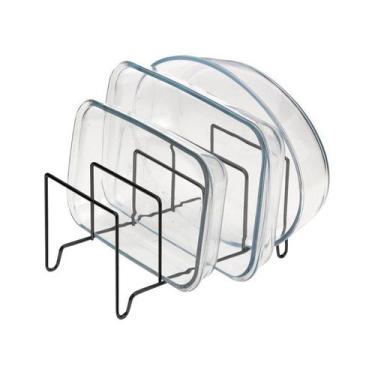 Imagem de Suporte Organizador para Refratários Cozinha Preto Metal Compacto Mein