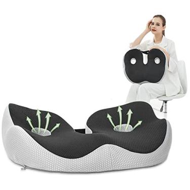 Imagem de aqxreight Almofada de Assento Macia, Confortável e Respirável Com Fivela Curvada para Cadeira para Trabalho de Escritório Azul Escuro 48x39x14cm/18,9x15,4x5,5 pol. ótima Experiência Obtenha Assento