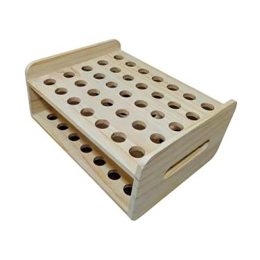 Imagem de oshhni Suporte de madeira para tesouras, organizador com 35 furos, expositor versátil para tesouras de cabelo, ferramentas de barbeiro, salão de beleza e