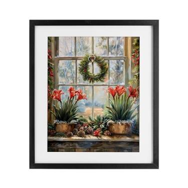 Imagem de Stupell Industries "Vista de janela de amarílis plantada", impressão emoldurada sob vidro, preto, 33 x 40 cm