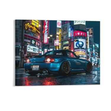 Imagem de HouLaiZhe Tóquio Night Jdm Car S2000 pôsteres em tela estética para quarto decoração de parede pinturas de parede para quarto sala de estar escritório 11 x 14 polegadas (28 x 35 cm)