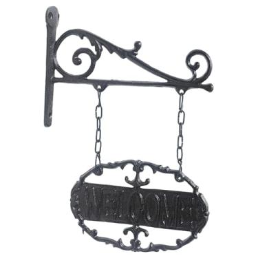 Imagem de Bothyi Placa de boas-vindas em ferro, dupla face, para decoração de porta de entrada, escritório, loja, casa e café.