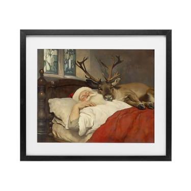 Imagem de Stupell Industries "Goodnight Santa & Reindeer", Impressão emoldurada sob vidro, preta, 40,6 x 33,5 cm