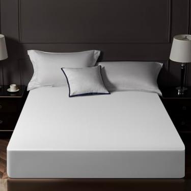 Imagem de Protetor de colchão duplo Tencel Luxuoso Protetor de colchão 100% impermeável, macio e respirável, capa de colchão refrescante com bolso profundo de 45,7 cm, sem ruído, 99 x 190 cm