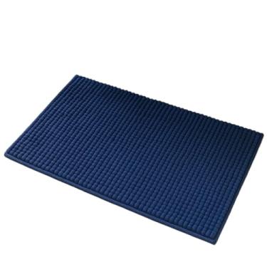 Imagem de Kit Tapete Banheiro 40x60 Antiderrapante Bolinha Microfibra Macarrão Luxo Absorvente Para Banheiro e Lavabo Ideal para Família(2,Azul Marinho)