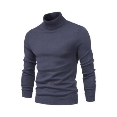 Imagem de Suéter Masculino De Inverno Grosso E Quente Com Gola Alta Casual Em Co