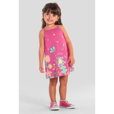 Imagem de Vestido infantil menina de flores coloridas Brandili -Rosa, 2, Rosa