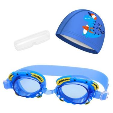 Imagem de Kit touca e óculos de natação infantil piscina com desenhos divertidos