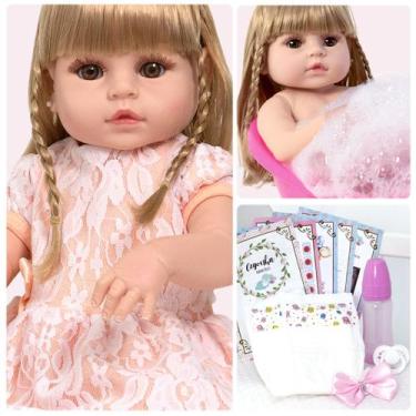 Imagem de Boneca Reborn Princesa Loira Recem Nascida Pode Dar Banho - Cegonha Re
