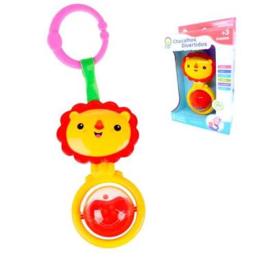 Imagem de Chocalho Mordedor Bebê Interativo Leãozinho Brinquedo Infantil Móbile 