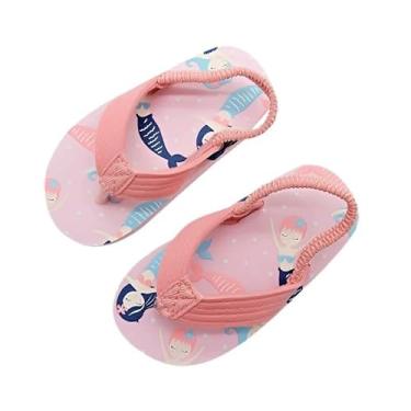 Imagem de Chinelo rosa para crianças pequenas, sandálias macias de EVA com sola antiderrapante para praia e piscina, Sereia, 22