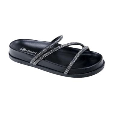 Imagem de Tamanco Papete Feminino Birken Conforto Tiras Strass Preto (39, Preto)