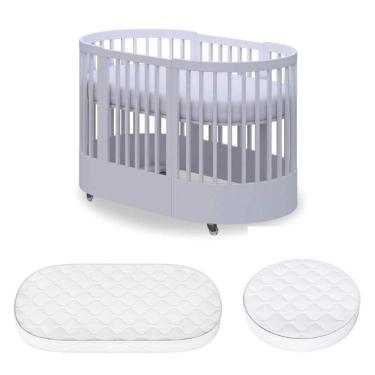 Imagem de Berço 3 Em 1 Progressivo Com Colchões Inclusos Wave Divicar Cr40123 Branco