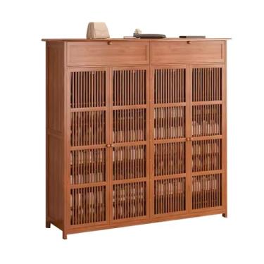 Imagem de Armário de sapatos de 6 andares, armário de sapatos estreito com prateleiras removíveis, armário de armazenamento de 35 cm de profundidade, sapateira independente com porta de grade respirável para