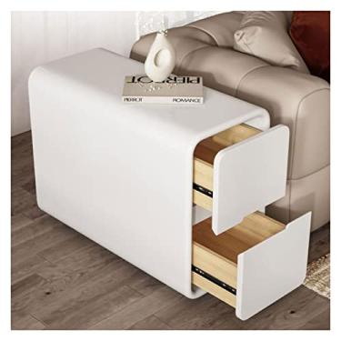 Imagem de Expositor de mesa de canto armário lateral de sofá, estreito com gavetas para espaços pequenos, mesa de cabeceira de destaque para café para sala de estar, quarto, armazenamento doméstico todos os