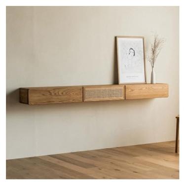 Imagem de CFGH6FDF Suporte flutuante para TV com 2 gavetas, centro de entretenimento montado na parede com prateleira de armazenamento, suporte de mesa de console de mídia para sala de estar, quarto, unidade de