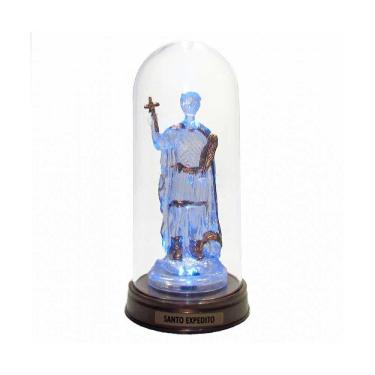 Imagem de Luminária Imagem Santo Expedito Com Redoma E Luzes Led Azul