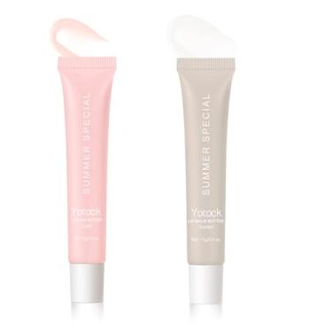 Imagem de Conjunto de 2 unidades de bálsamo de manteiga brilhante para lábios de verão, protetor labial matizado, hidratante e hidratante de longa duração, brilho labial brilhante, suaviza lábios secos e