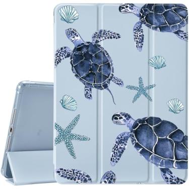 Imagem de JOYLAND Capa tartaruga azul para iPad 7ª/8ª/9ª geração (2019/2020/2021) 10,2 polegadas com suporte de lápis - capa protetora com suporte de três dobras com parte traseira de TPU macio, azul