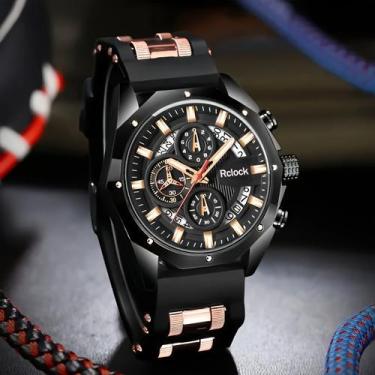 Imagem de Relógio Masculino RCLOK Quartzo Aço Inoxdavél Pulseira de Silicone - -