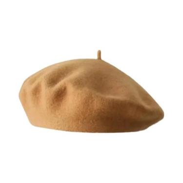 Imagem de Boina Feminina Vintage De Lã, Estilo Pintor Francês, Cor Sólida, Retrô