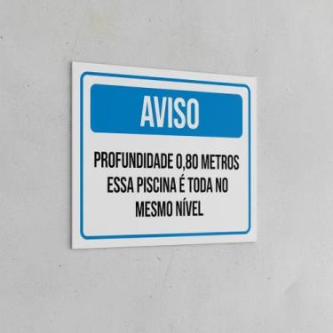 Imagem de Placa Acm Profundidade Piscina Mesmo Nível 18X23 - Sinalizo