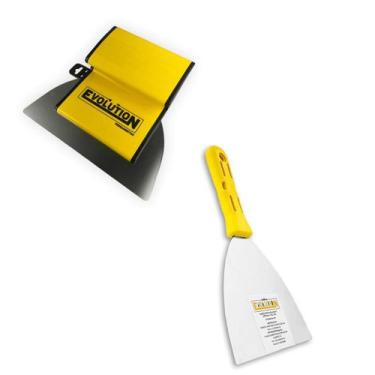 Imagem de Kit Desempenadeira Flexível De Aço Inox Evolution 16 Ou 25cm Com Espát