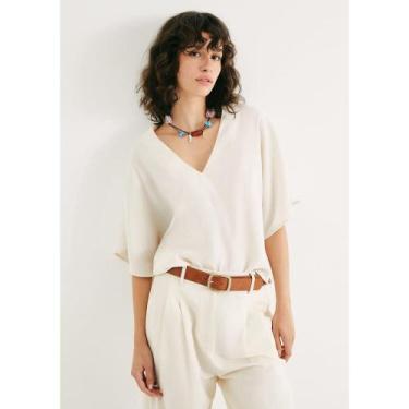 Imagem de Blusa Feminina Box Em Peach Touch - Creme G - Hering Adulto, G