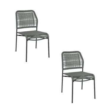 Imagem de Kit com 2 Cadeiras em Aço Carbono e Corda Náutica para Área Externa Leme Preto