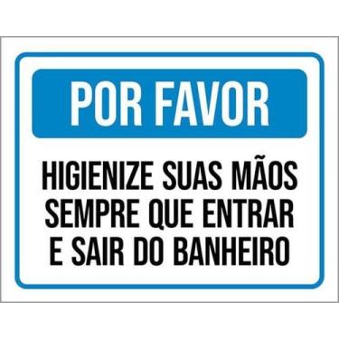 Imagem de Kit 5 Placas Higiene Mãos Sempre Entrar Sair Banheiro - Sinalizo