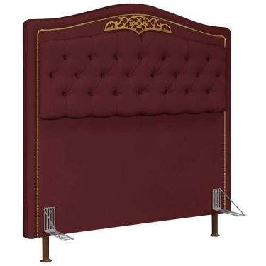 Imagem de Cabeceira Cama Box Casal Queen 160cm com Tachas Imperial Veludo J02 Bordô - Mpozenato