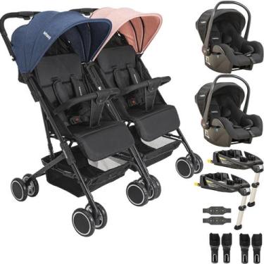 Imagem de Carrinho Kiddo Gemeos 2 Bebe Conforto 2 Base ISOFIX Mascote Casal