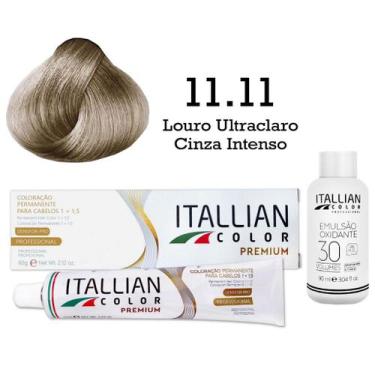 Imagem de Kit Coloração Itallian Color 11.11 Louro Ultraclaro Cinza Intenso + Ox