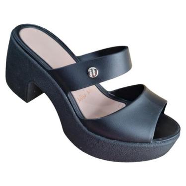 Imagem de Tamanco Retrô: MissMiss Francesinha MeiaPata SaltoPlataforma, 37, Pret