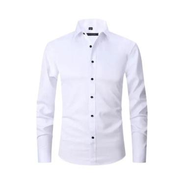 Imagem de Camisa Social Masculina Branca 6XL - Manga Longa, Casual, Outono/Inver