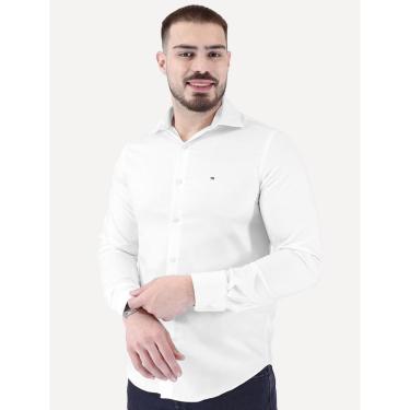Imagem de Camisa Tommy Hilfiger Masculina Slim TH Flex Twill Stretch Branco-Masculino