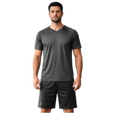 Imagem de Conjunto Masculino Esportivo Camisa e Short Dry Fit Gola V Academia Tr