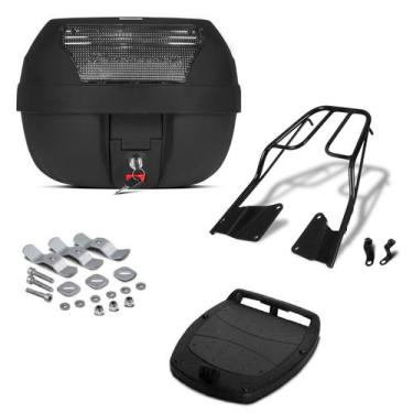 Imagem de Baú Bauleto Preto 28 Litros Com Refletor Pro Tork + Bagageiro Moto, CR