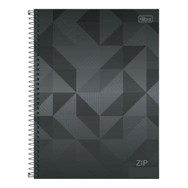 Imagem de Caderno Espiral Universitário Zip Geométrico 10 Matérias Cinza - Tilibra