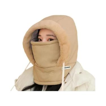 Imagem de Gorro Térmico Grosso De Inverno Com Forro Acolchoado E Máscara Facial 