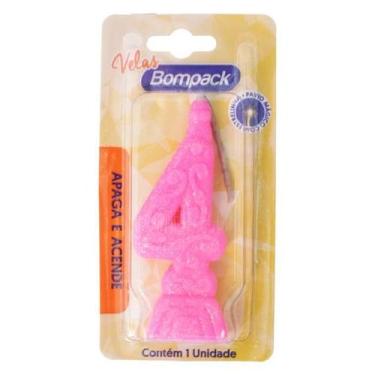 Imagem de Kit c/ 4 Vela Supernumeros Bompack N4 Rosa Un - Embrast