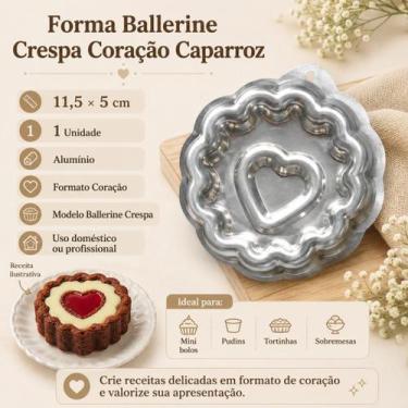 Imagem de Assadeira Forma Ballerine Crespa Coração 11,5x5cm Alumínio Caparroz pa