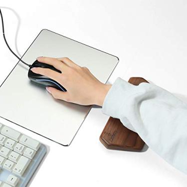 Imagem de Apoio de mão para teclado de madeira - protetor de pulso de nogueira, mouse pad de madeira maciça - nogueira preta, 17,5 cm