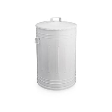 Imagem de Lixeira 50 Litros Branca Lata De Lixo Americana Branca Metal