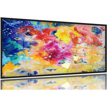 Imagem de Quadro Abstrato Moderno Colorido sala quarto 130x60 Moldura Preta 2x2