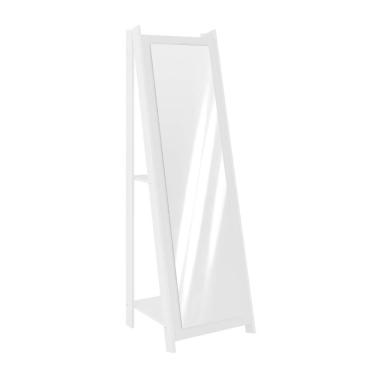 Imagem de Espelho de Chão com 2 Prateleiras Retrô 161cmx50cm Movelbento Branco